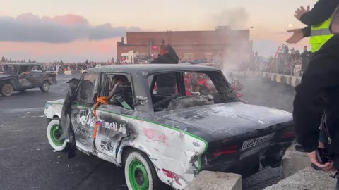 Close Call for a Guy at Car Show