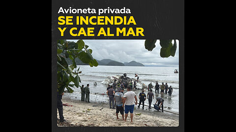 Avioneta envuelta en llamas se sale de la pista y cae al mar en Brasil