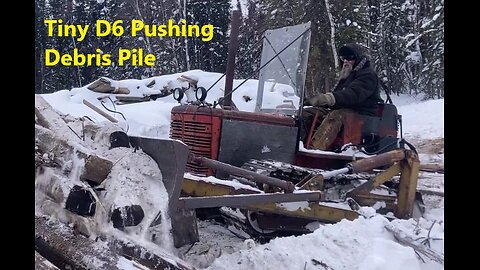 Tiny D6 IH Dozer Pushing Snow and Debris Pile in the Cold Weather Feb 07 2025
