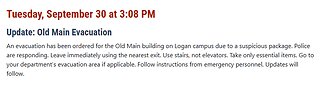 IN: Evacuation ordered on Utah State University Campus due to "possible bomb threat,"