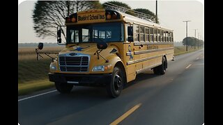 Bluebird School bus Driving On The Road Grok Ai