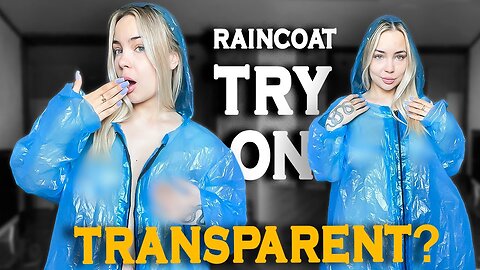 [4K USA] Blue Raincoat & Red Plaid Minidress 💧🔥 Bold Try-On with Unexpected Contrast
			