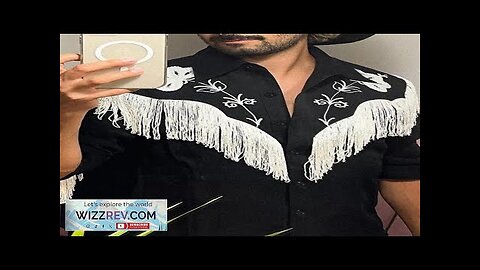 Mens Embroidered Fringe Long Sleeve Shirt Black S Review