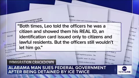 Alabama man sues the federal government after being detained by ICE