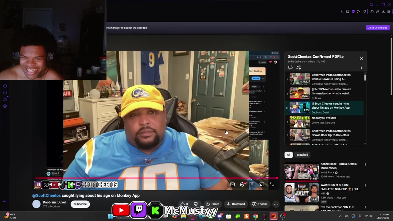 McMustyy makes Scottcheetos cry for being a dumb clout chasers. 11/15/25