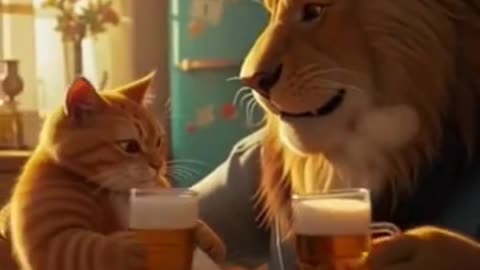 When a Lion and a Cat Share Tea 🦁🐱 | A Beautiful Moment of Peace & Friendship