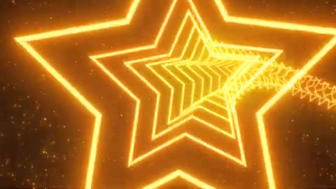 Flying Slowly Through Bright Glowing Gold Sparkle Yellow Star