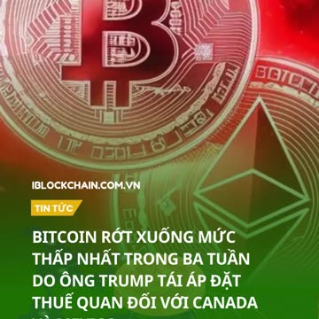 Bitcoin rớt xuống mức thấp nhất trong 3 tuần do ông Trump tái áp đặt thuế quan với Canada và Mexico