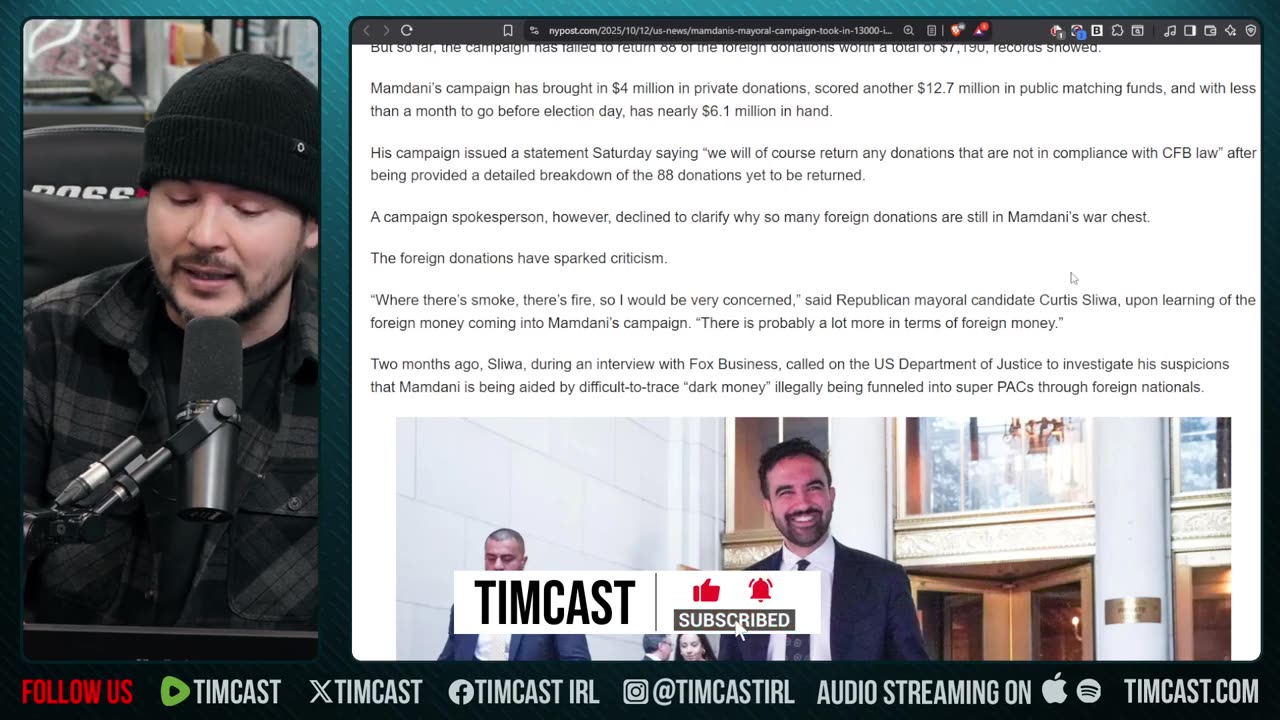 Democrat CAUGHT Taking Foreign Donations, Zohran Has NOT Returned Illicit Funding | Tim Pool