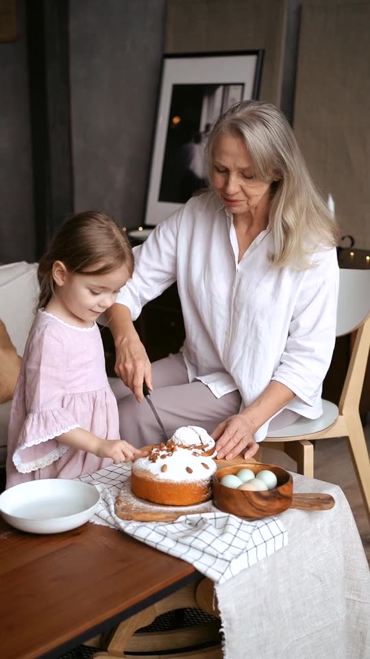 Mom and Daughter Tasting Cake