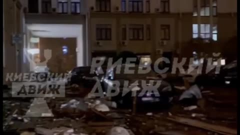 Residential buildings in Kyiv were damaged after a drone attack.