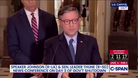 シューマー下院議長の閉鎖は裏目に：マイク・ジョンソン下院議長「トランプ氏が権力を握っている。ディープステートは制御を失った」