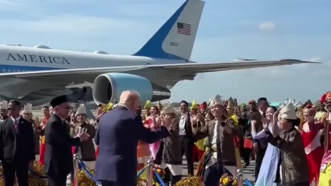 President Donald Trump dances at Malaysian arrival ceremony