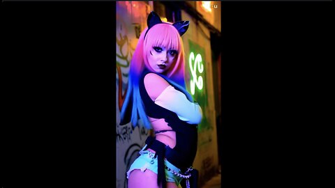 A cute emo girl with cat ears