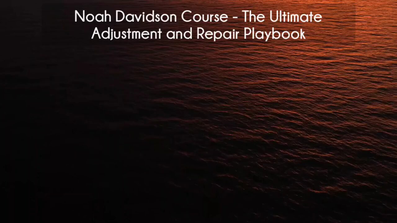 (courseslibrary.com)Noah Davidson The Ultimate Adjustment and Repair Playbook Course download