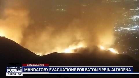 Horses being escorted out of massive fire in LA County