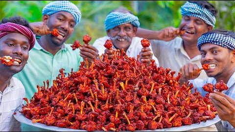 Chicken lollipop |fried chicken recipe cooking &eating in village