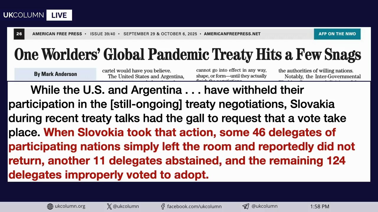 Pandemic Treaty Update: Forthcoming Inter-Governmental Working Group Meetings | UK Column News