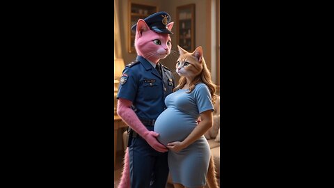 Pink Cat And his pregnant wife #pinkcat #catlover