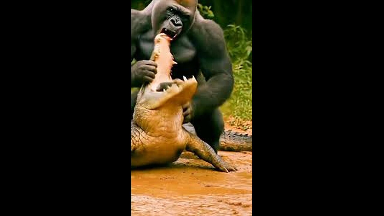 "Gorilla Saves Pig! 🐷💪 ThrowsWatermelon Like a Pro 🍉🔥"