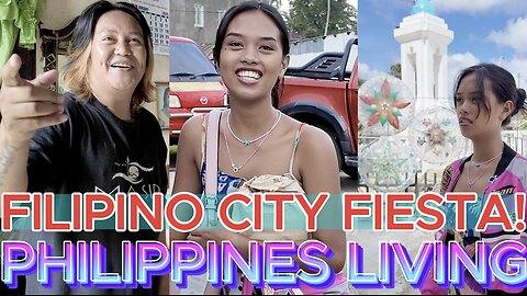 🇵🇭 FILIPINO CITY FIESTA PARTY FOOD KARAOKE & CITY WALK Off Grid Island Family Living Philippines