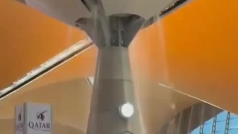 Heavy rainfall caused a roof leak at Kuala Lumpur International Airport (KLIA) in Sepang,