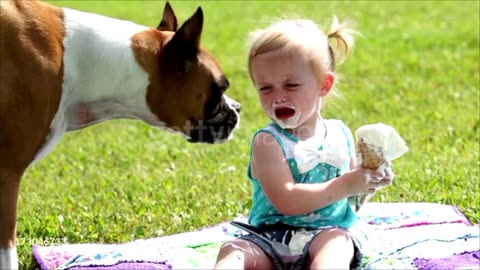 Dog and baby ice cream