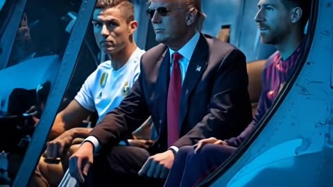 Ronaldo Messi with Trump in Helicopter