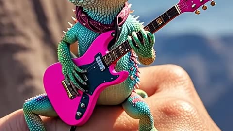 Rockin' Reptile: Lizard Plays Guitar! 🎸🦎