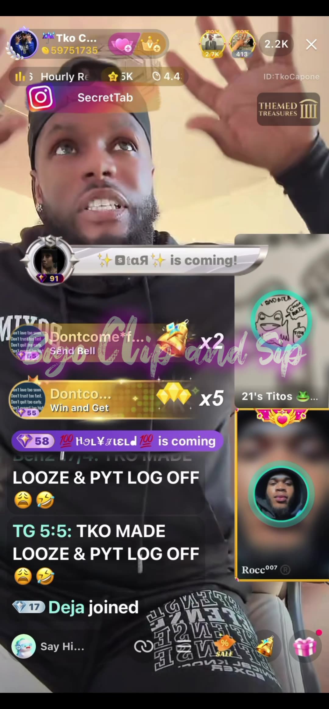 TKO going off after allegations of Armani sending nudes to Looze 10/22/25 #bigoclipandsip