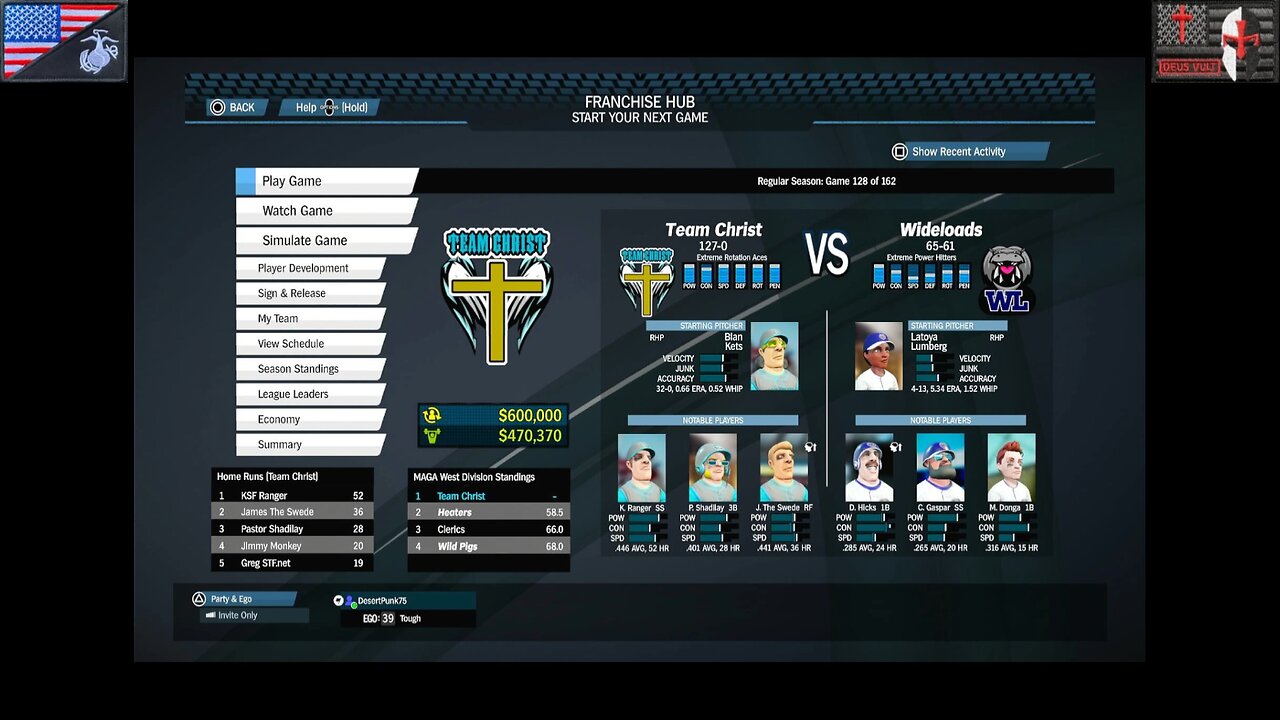 Based Sportsball 2025: Regular Season - Game #128 [Team Christ at Wideloads]