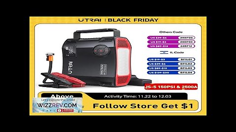 UTRAI Compressor 150PSI Air Pump Bicycle Car 2000A Jump Starter Power Bank Review