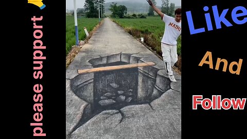 Everyone was scared after seeing the illusionary sketch art made on the road.