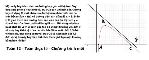 Toán 12: Một máy bay trình diễn có đường bay gắn với hệ trục Oxy được mô phỏng như hình vẽ, trục Ox