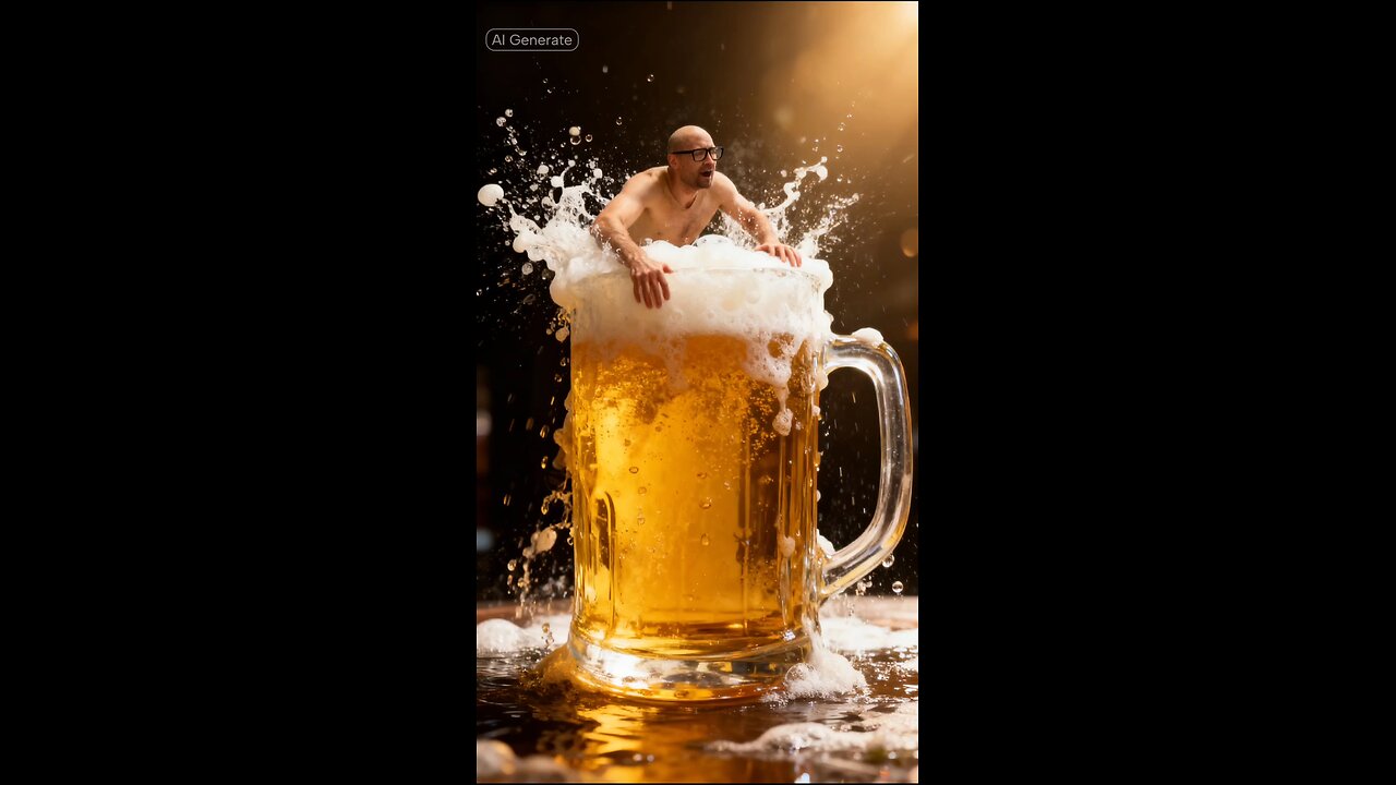swimming in beer