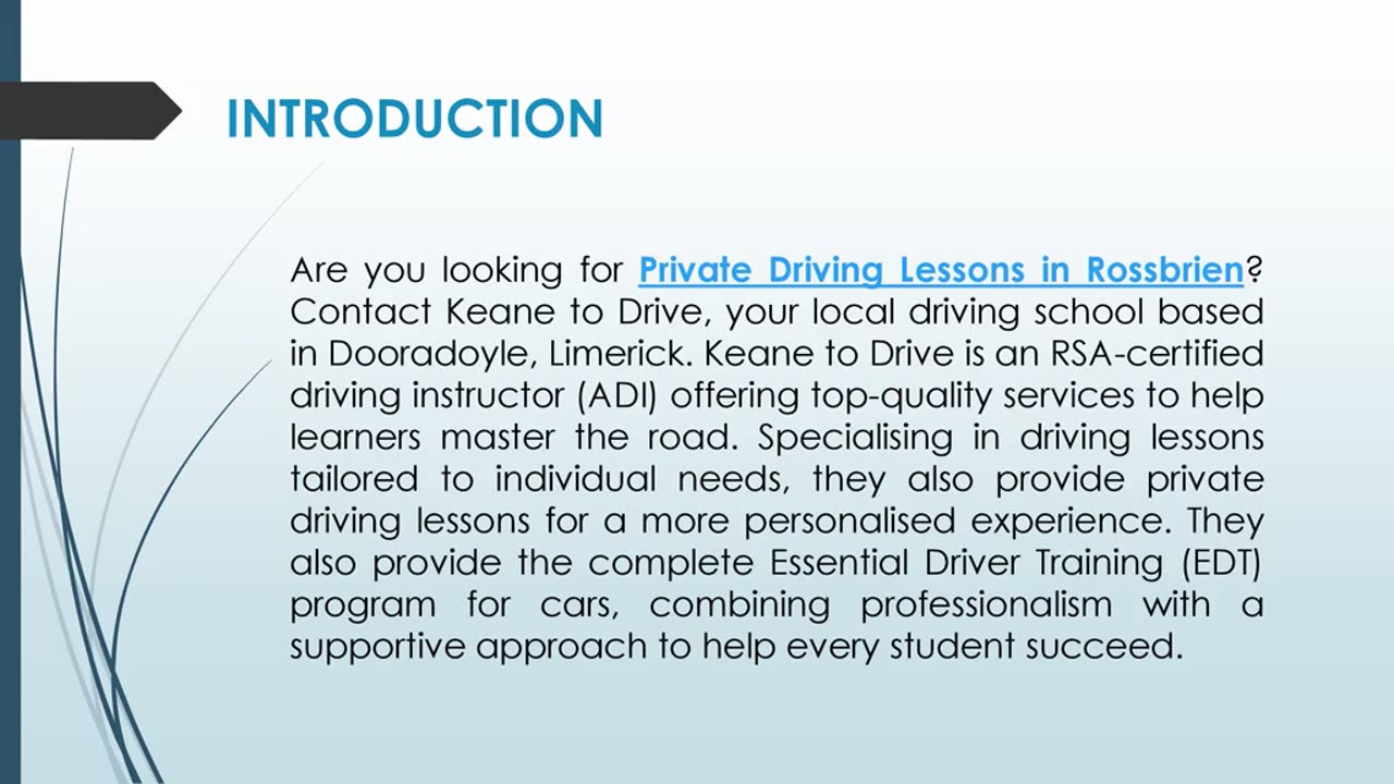 Are you looking for Private Driving Lessons in Rossbrien?