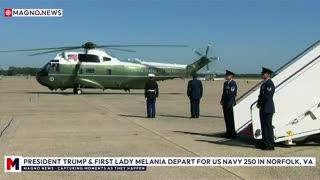 🇺🇸 President Trump and First Lady Melania Depart for America's Navy 250 Event in Norfolk, Virginia