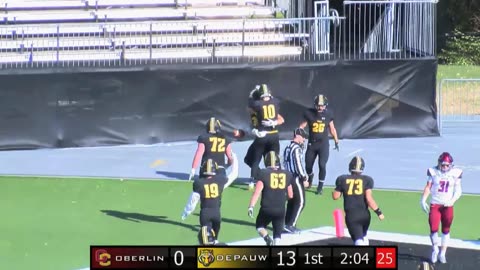 November 9, 2019 - DePauw Shuts Out Oberlin 34-0 in NCAC College Football Action