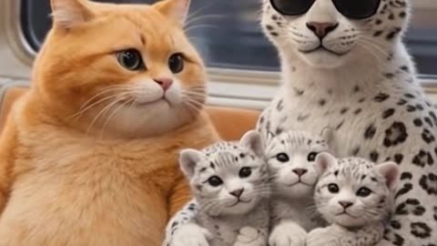 Unusual Companions on a Subway Ride 🐆🐈 #AIArtStory #UnusualFriends #SubwayStory