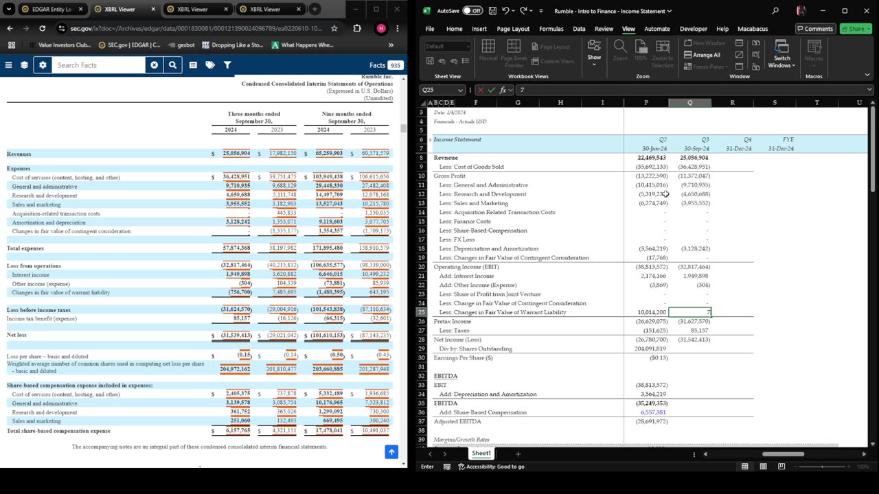 Excel Class - Creating an Income Statement Part II