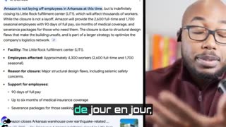 Amazon licencie TOUTE son usine en Arkansas dû à l'effondrement de l'emploi