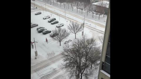 A Quiet Floor Above the World: Winter Through a Snow Globe Window