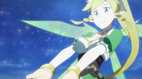 Sword Art Online - Leafa and Kirito dancing in the air