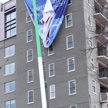 Massive Trump Banner Installed In D.C. Ahead Of Inauguration Day At The Heritage Foundation
