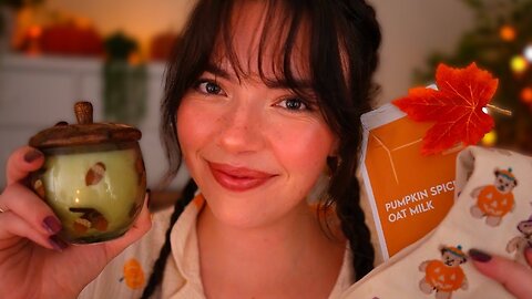 ASMR Cozy Autumn Personal Attention 🍂🧸🎃(skincare, personal questions, pampering)
