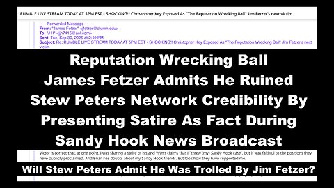 Reputation Wrecking Ball Jim Fetzer Stunning Email Confession Ruins Stew Peters Network Credibility
