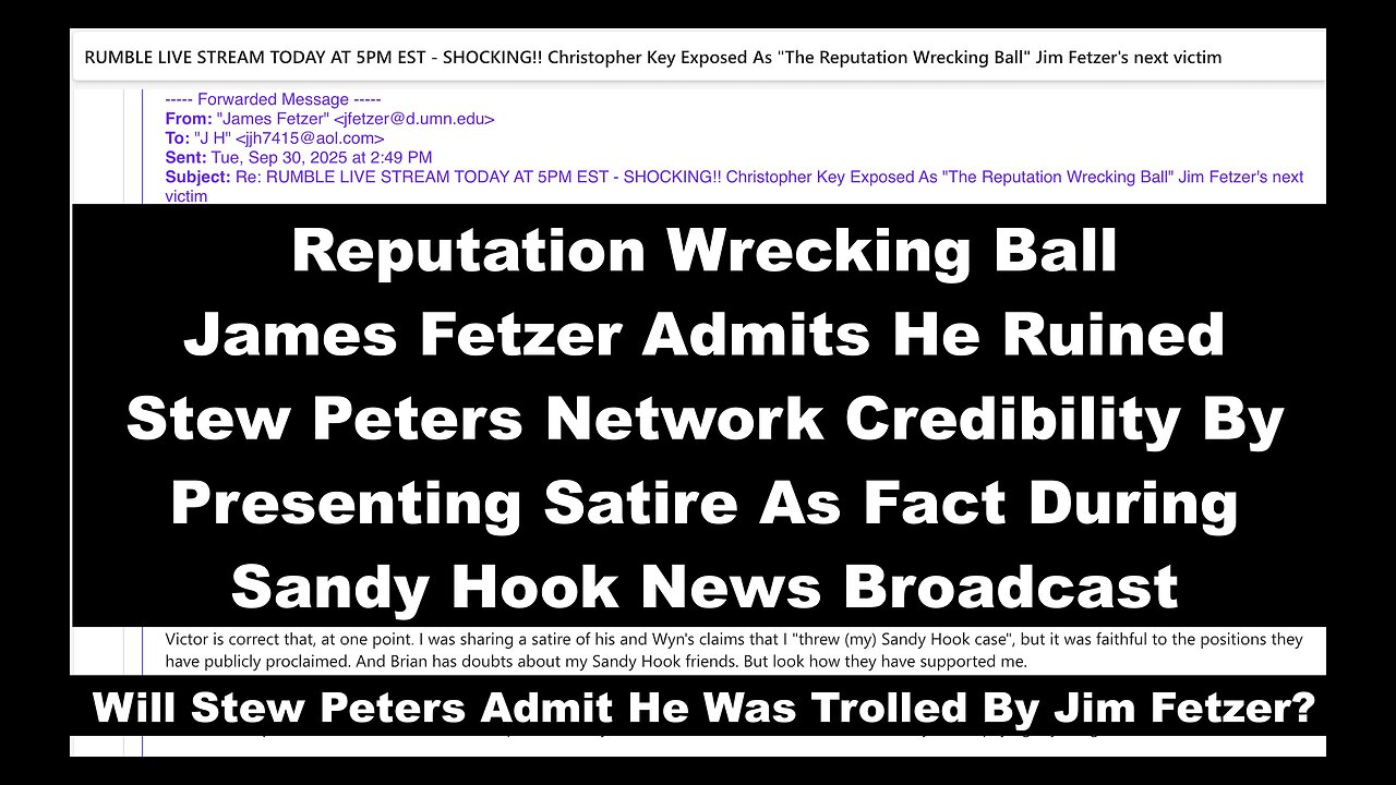 Reputation Wrecking Ball Jim Fetzer Stunning Email Confession Ruins Stew Peters Network Credibility
