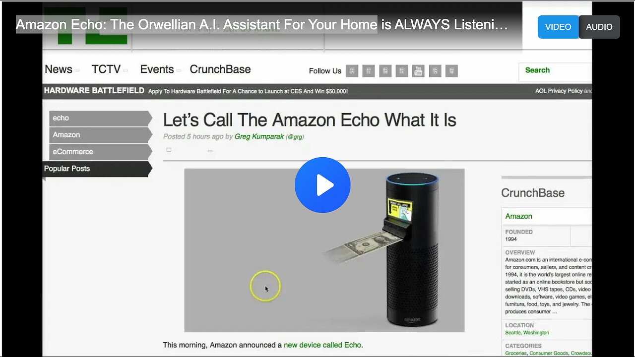 Amazon Echo: The Orwellian A.I. Assistant For Your Home is ALWAYS Listening to You