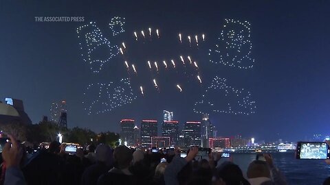 Hong Kong holds first panda-themed drone show