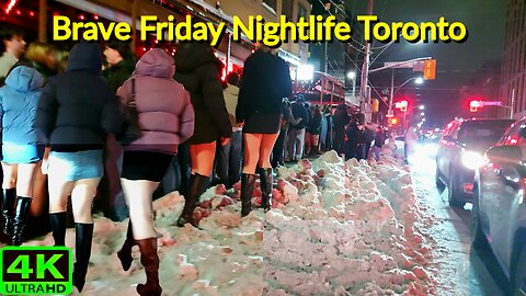 【4K】Toronto's Nightlife Doesn't Freeze: A Snowy Friday Night Canada 🇨🇦